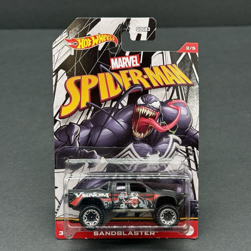 Hot Wheels Marvel Spider-Man Sandblaster Venom Black Diecast 1:64